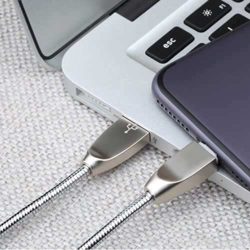 Strong Durable Zinc Alloy Head 2.4A Fast Charge Spring Metal Tube Mobile Phone Accessories USB Data Cable - Image 6