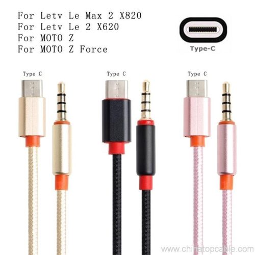 USB 3.1 Type-C Male to 3.5mm Jack Braided Nylon AUX Audio Cable - Image 3