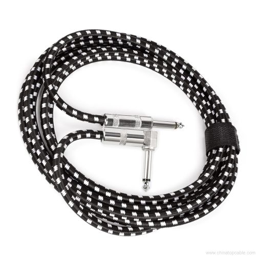 Premium Braided Jacket 1/4" Straight to 90 Degree Right Angle Guitar Cord for Guitar, Bass, Mandolin, Instrument - Image 3