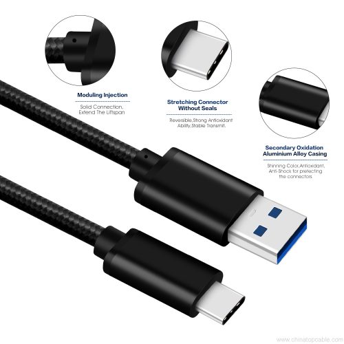 USB Type C Cable , LoongGate USB 3.0 Male to USB-C 3.1 Nylon Braided Cable for Samsung Galaxy S8/S9 Plus, HUAWEI Mate 8/910/P10/p20, New MacBook Pro, Pixel and More - Image 6