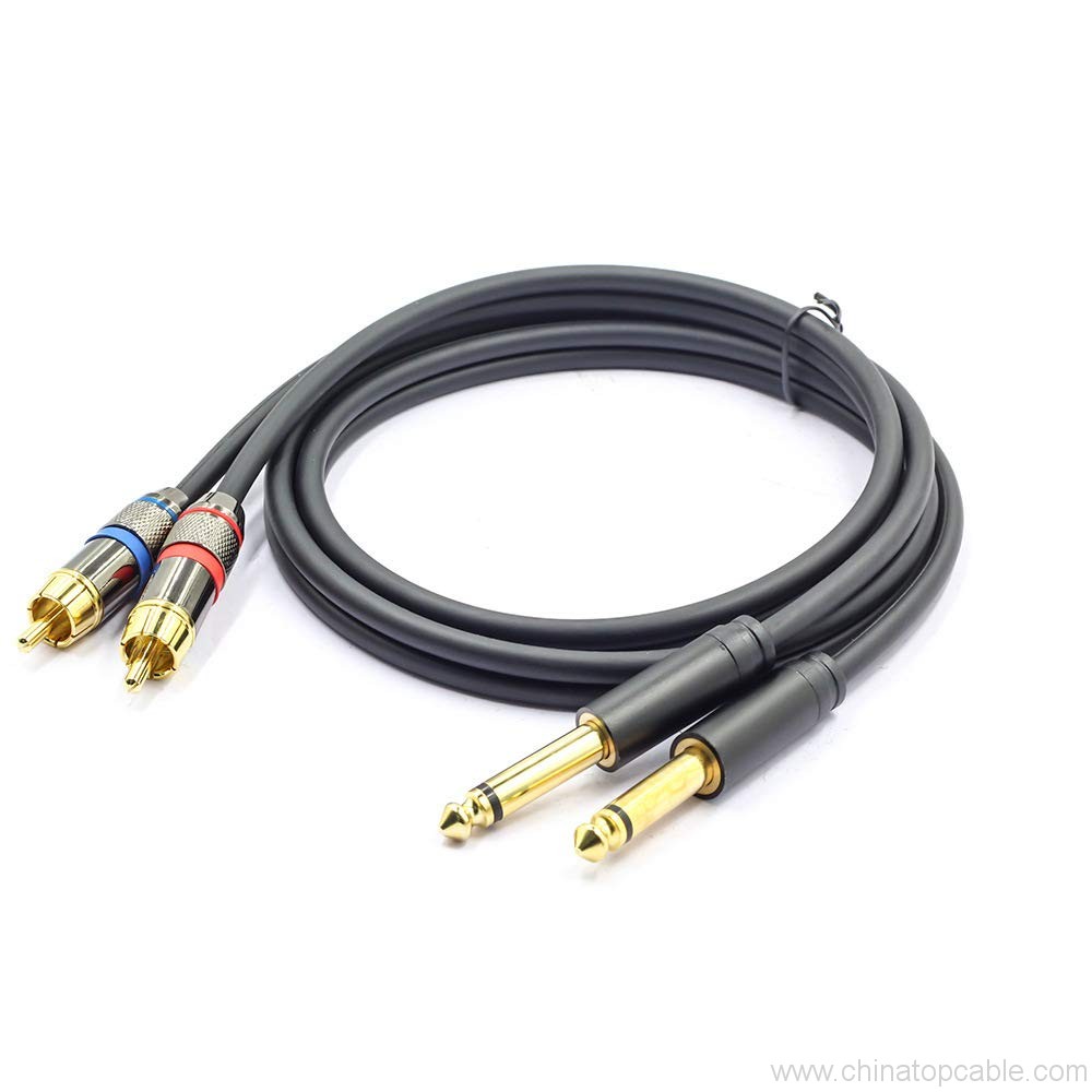 Dual 6.35mm 1/4 inch TS Male to Dual RCA Male Audio Interconnect Cable