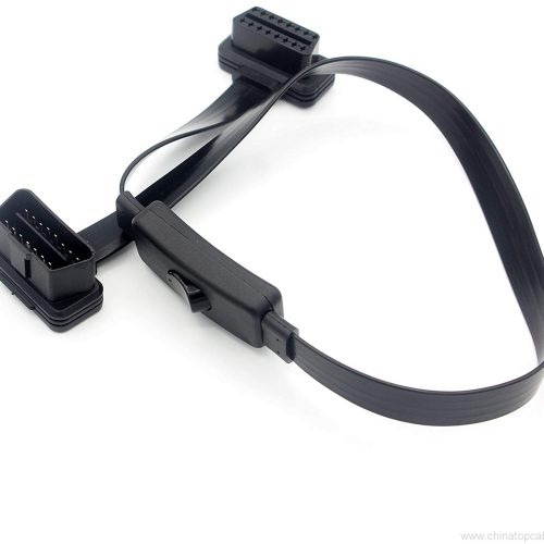 OBD II Extension Cable Male to Female 16 Pin Pass Through 60cm - Right Angle Low Profile Diagnostic Cord with Power Switch to Avoid Battery Drain For All OBD2 Car Device - Image 3