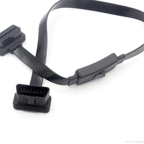 OBD II Extension Cable Male to Female 16 Pin Pass Through 60cm - Right Angle Low Profile Diagnostic Cord with Power Switch to Avoid Battery Drain For All OBD2 Car Device - Image 5