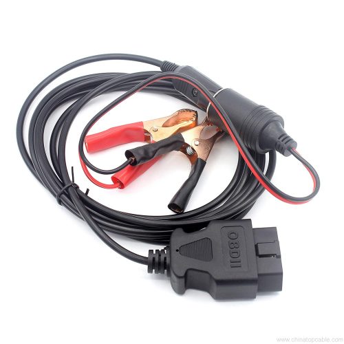 OBD2 Car Memory Saver 2 in 1, Vehicle ECU Emergency Power Supply Cable with Alligator Clip-On 12V Car Battery Cigarette Lighter Power Extension Socket - Image 3