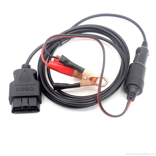OBD2 Car Memory Saver 2 in 1, Vehicle ECU Emergency Power Supply Cable with Alligator Clip-On 12V Car Battery Cigarette Lighter Power Extension Socket - Image 4