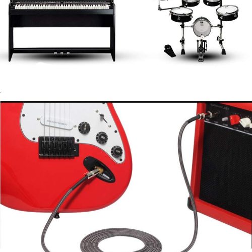 Premium Nylon Braided Guitar Cable,1/4 Inch(6.35mm) Gold Plated TS plug Super Noiseless Bass/Electric/Keyboard Instrument Cable 3M - Image 3