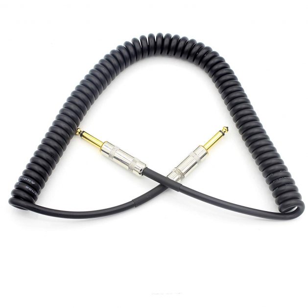 Retractable 1/4 Inch Guitar Cable Gold Plated, Spring 6.35mm Guitar