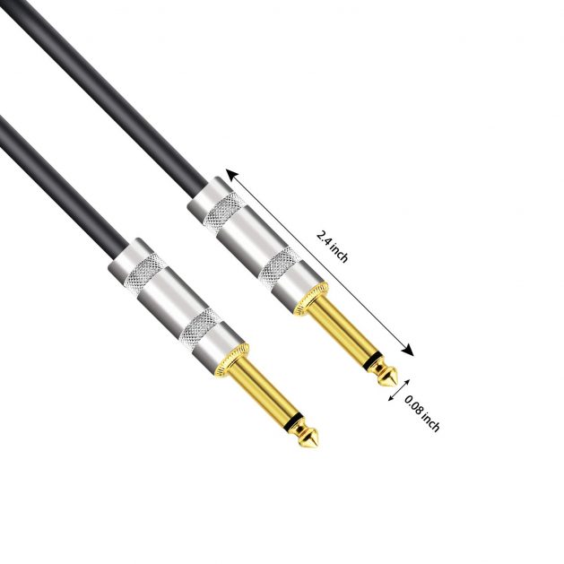 Retractable 1/4 Inch Guitar Cable Gold Plated, Spring 6.35mm Guitar