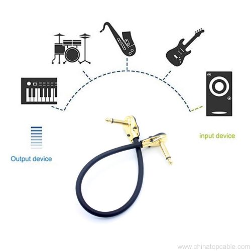 Short Guitar Patch Cables Low Profile 90 Degree Angled, Right Angle 1/4" TS To Right Angled 1/4" TS Low Profile Gold Plated Instrument Cables For Effect Pedals 0.3m - Image 4
