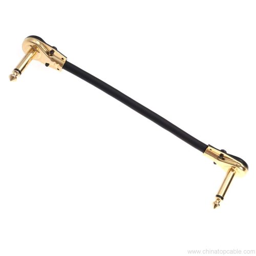 Short Guitar Patch Cables Low Profile 90 Degree Angled, Right Angle 1/4" TS To Right Angled 1/4" TS Low Profile Gold Plated Instrument Cables For Effect Pedals 0.3m - Image 5