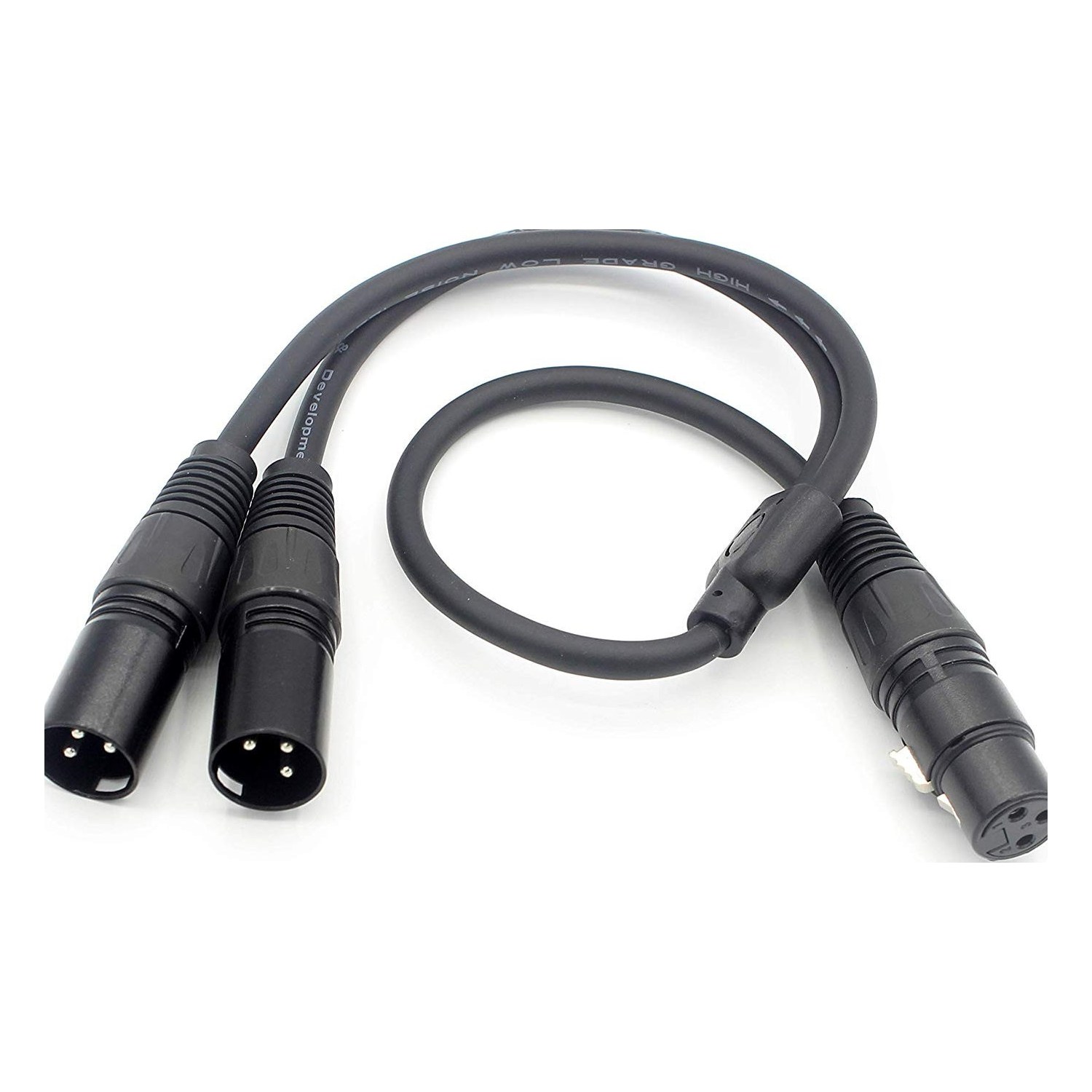 XLR Y Splitter Cable, 1 Female to 2 Male, 0.5 m