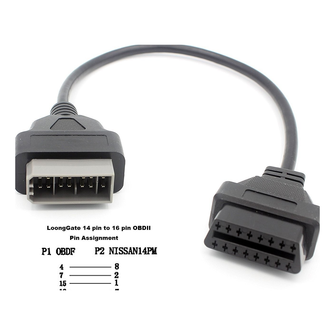 Nissan 14-Pin to OBD2 16-Pin Adapter, 0.4 m
