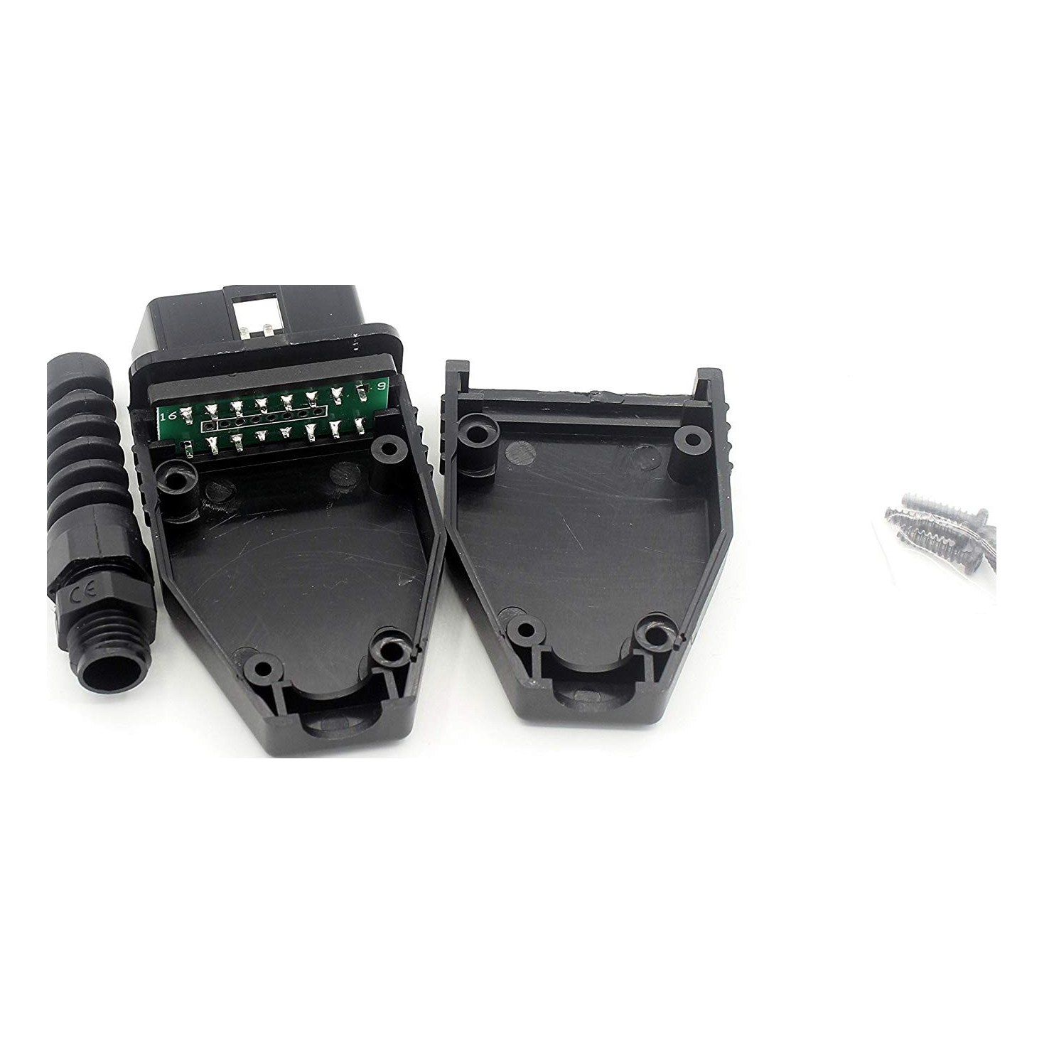ctc-clean-8407 OBD2 Male 16-Pin Wiring Plug Adapter, Black Shell