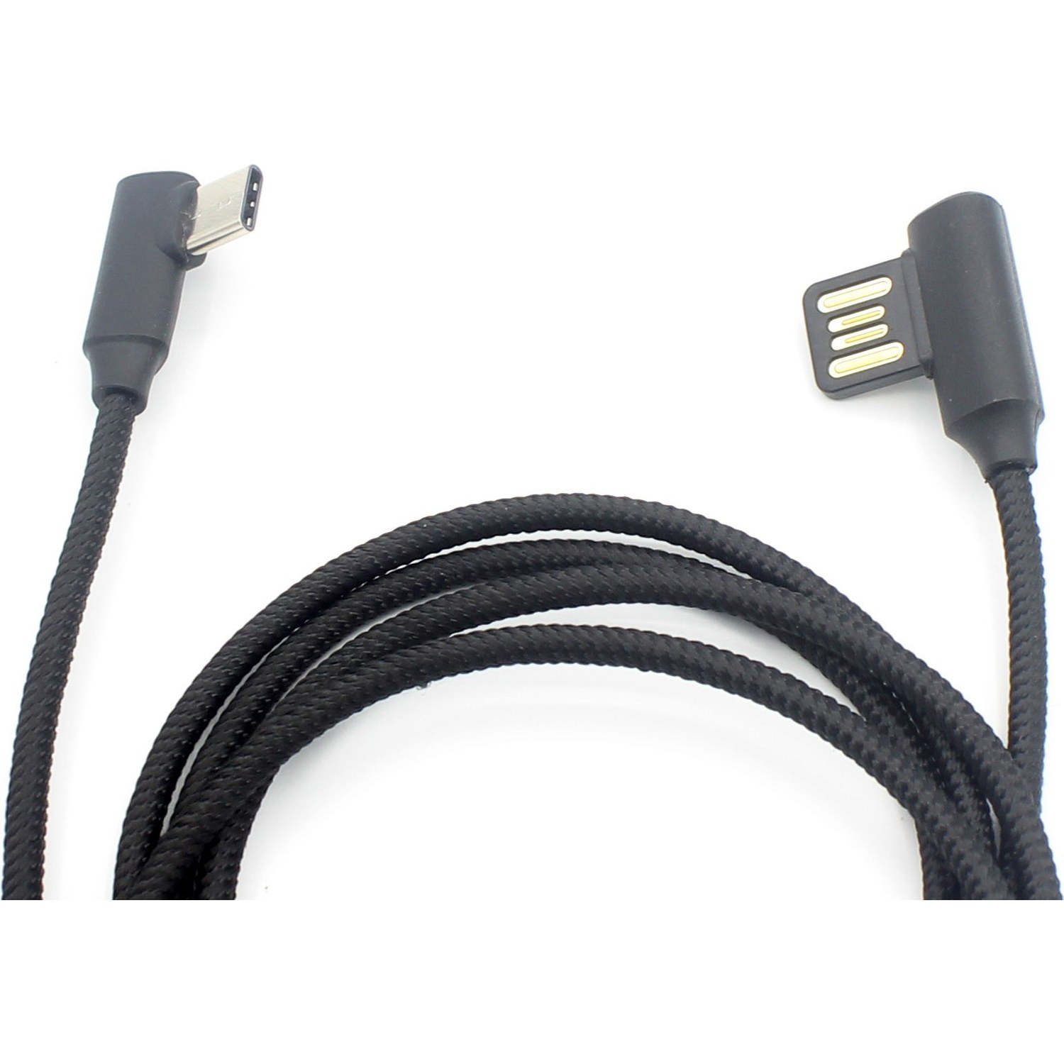90-Degree Nylon Braided USB-C to USB-A Cable
