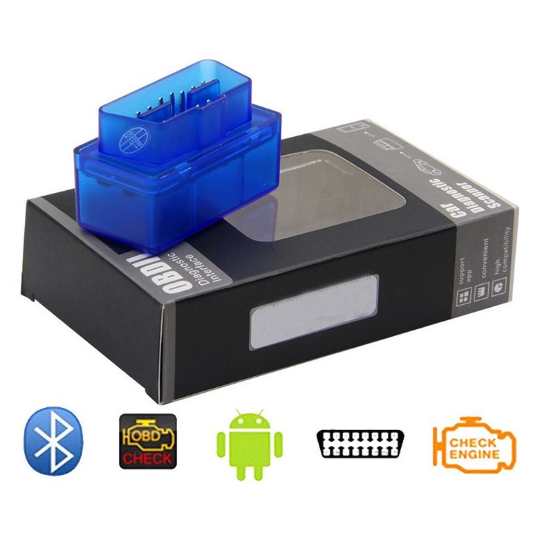 Bluetooth Mini Box ELM327 OBD2 Scanner, Blue