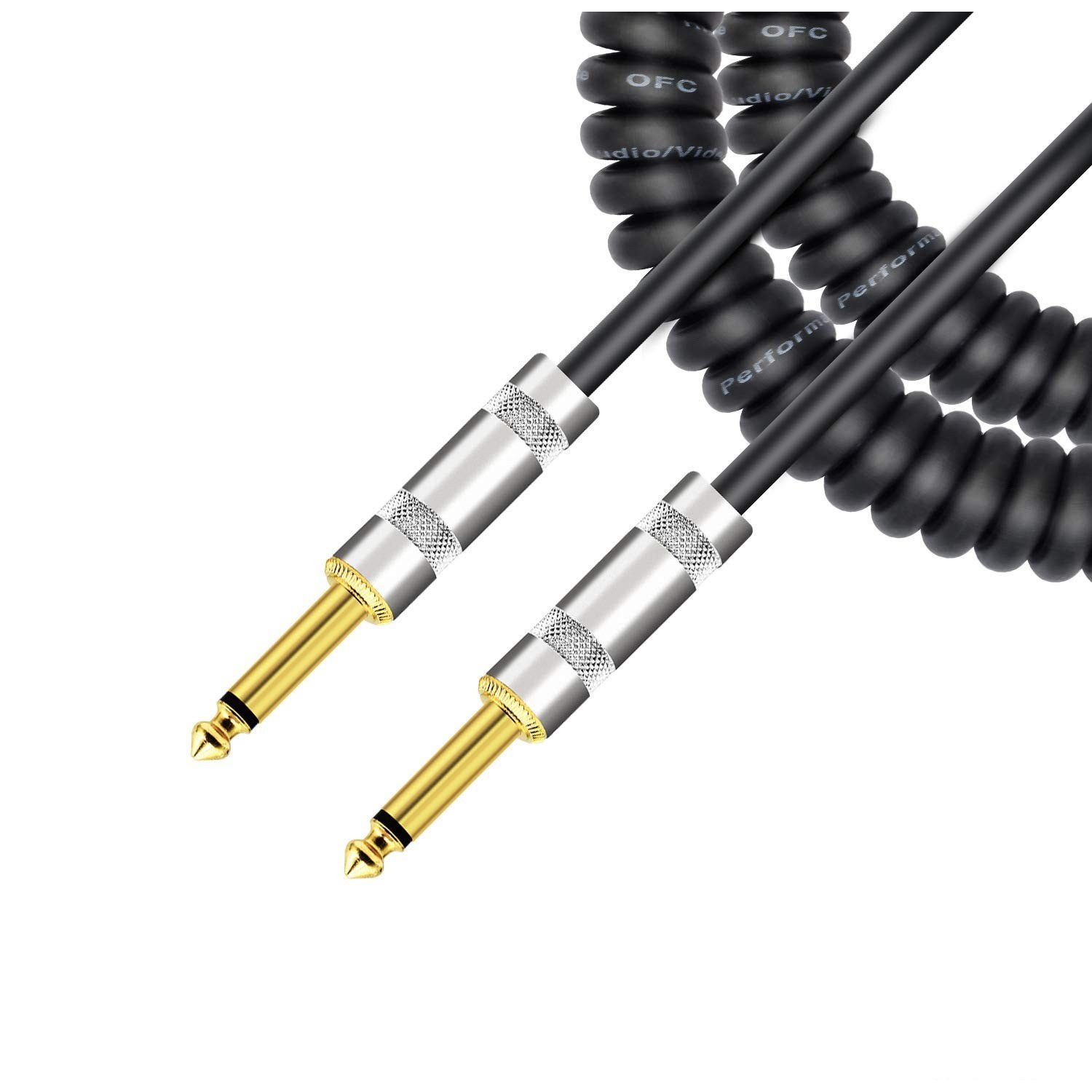 Retractable Guitar Cable 6.35mm TS, Gold Plated, 3 m